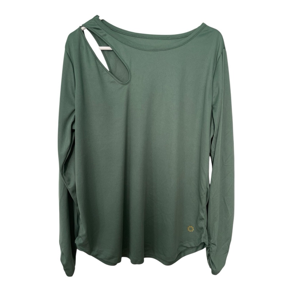 Pro Player 2X Sage Green Long Sleeve Shoulder Cutout‎ Top Athleisure Gorpcore